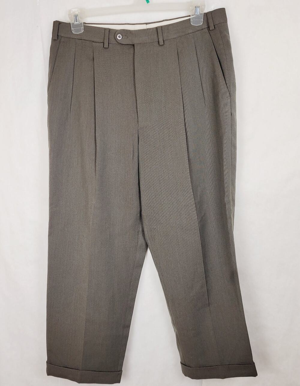 Ermenegildo Zegna grey wool pleated cuffed trouser pants size 36 Short Preppy
